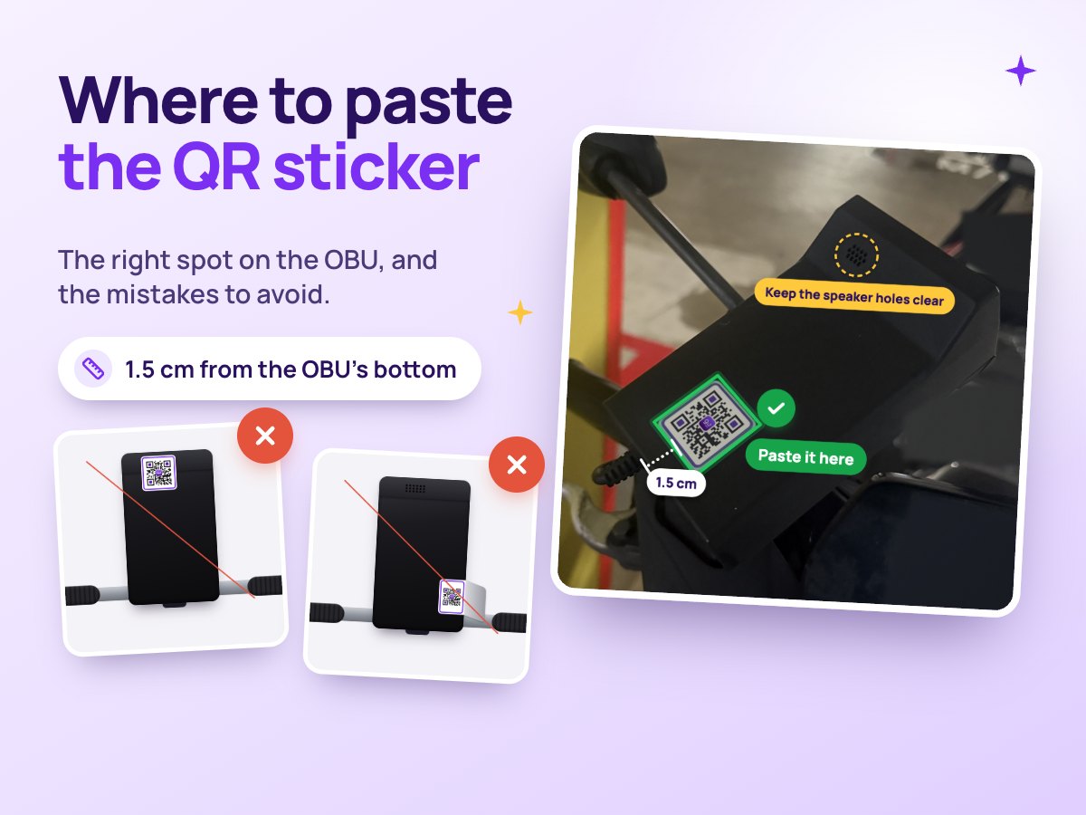 Where to paste the QR sticker: the right spot on the OBU, and the mistakes to avoid