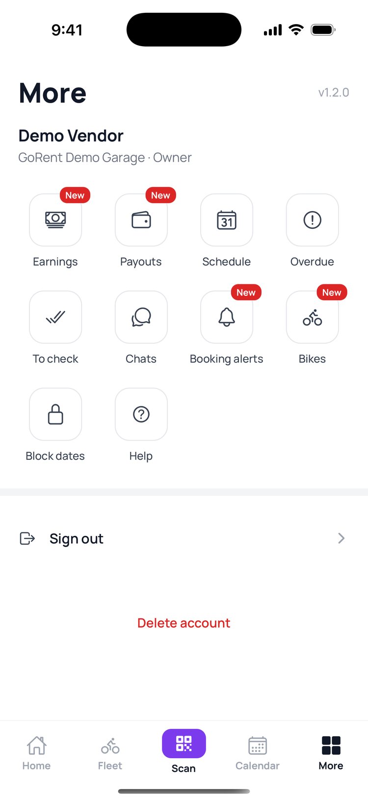 Step 6: Tap ‘More’ for earnings, payouts, bikes, alerts and help.