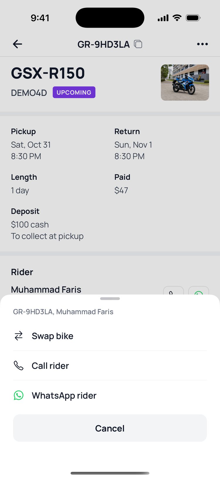 Step 3: Tap ‘Swap bike’.
