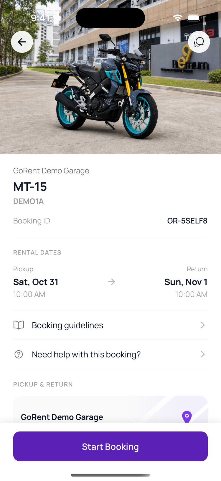 Step 1: From 30 minutes before pickup, your rider taps ‘Start Booking’.