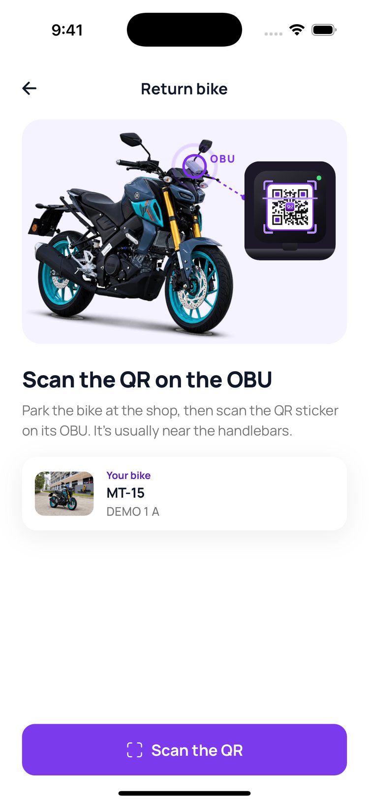 Step 3: The app shows where the sticker is. They tap ‘Scan the QR’.